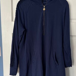 Lilly Pulitzer XL Skipper dress navy lace sleeves